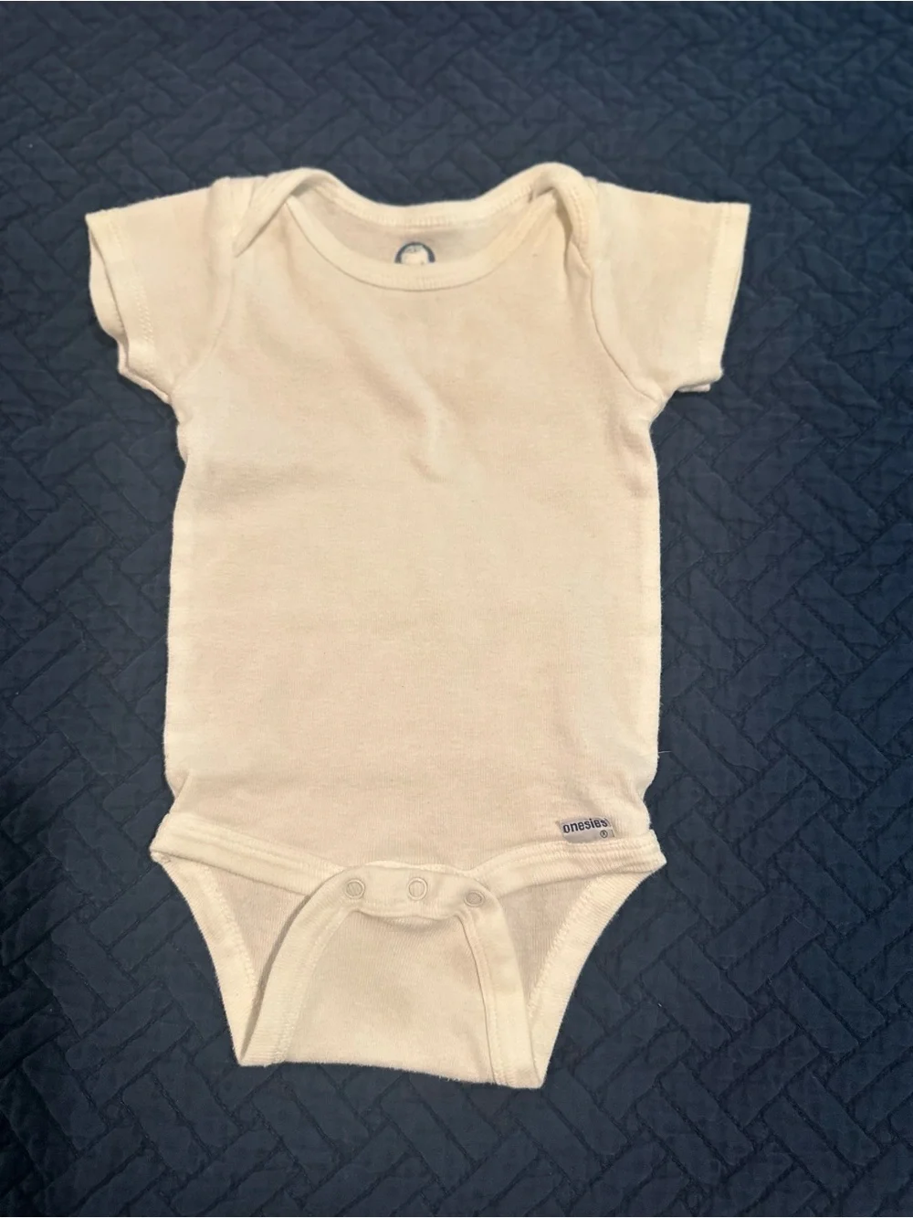 Classic White Short-Sleeve Cotton Baby One-Piece Onesie size 3-6 M